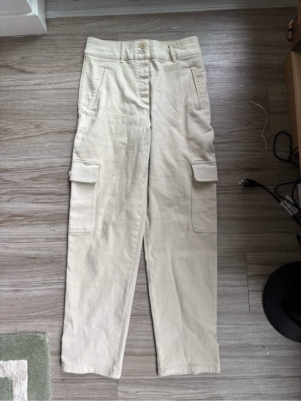 Wilfred Cream Cargo Track Pants with Utility Pockets